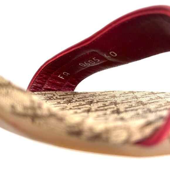 NIB Vintage Dior Diorissimo John Galliano Red Monogram Mule Heeled Sandals 40 - Picture 7 of 7